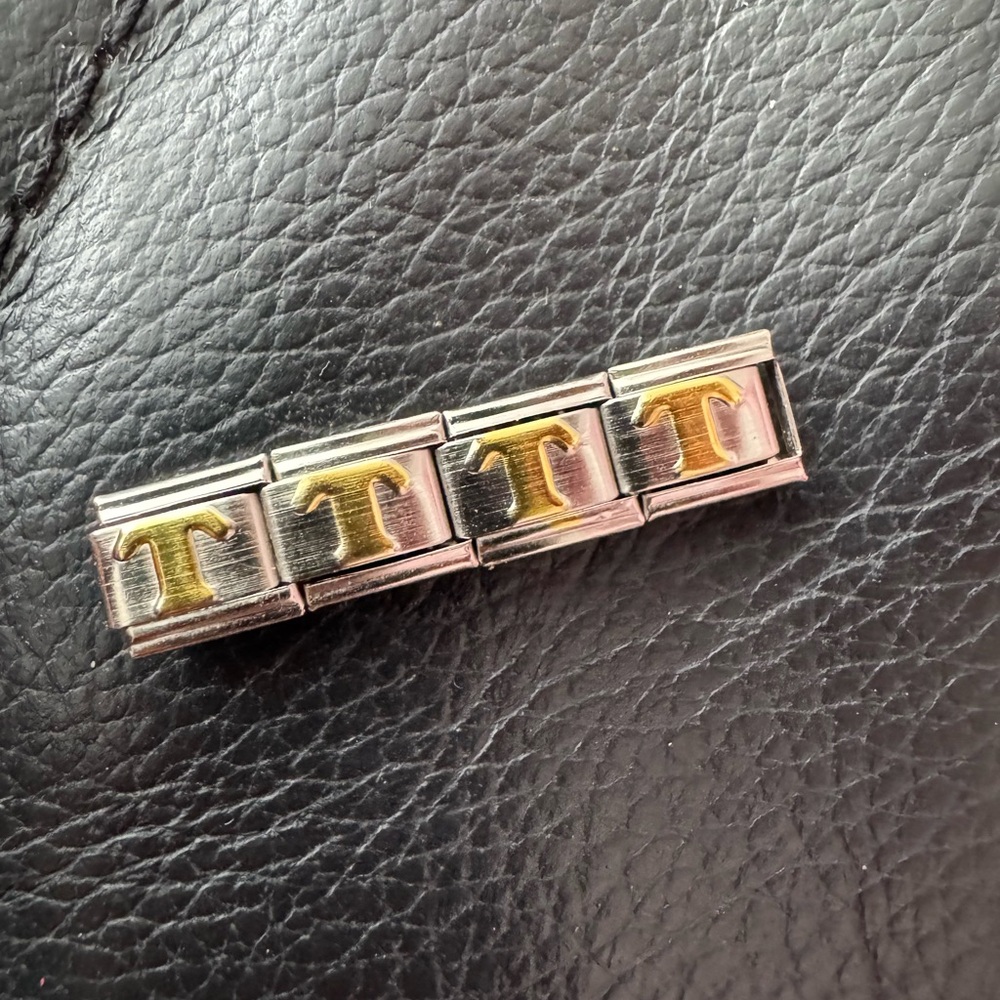 Letter T Gold Tone Italian Charm Link